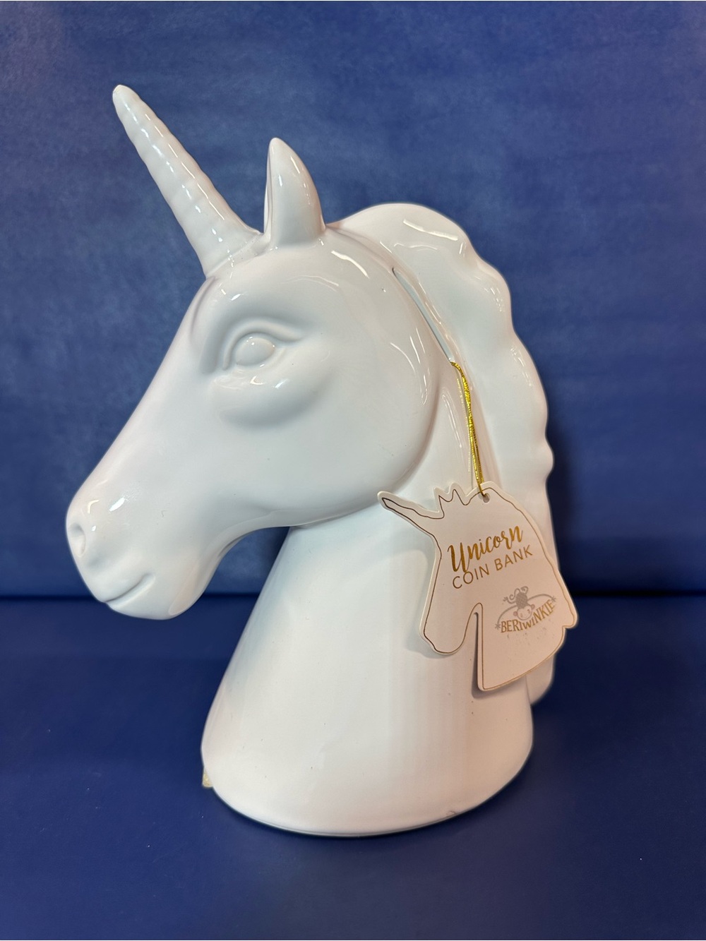 NWT White Ceramic Unicorn Coin Bank